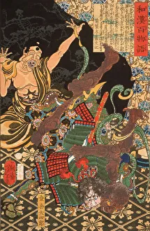 Province Prints: Toki Daishiro Fighting the Demon, 1865. Creator: Tsukioka Yoshitoshi