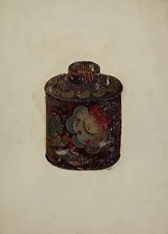 Oil Paint Prints: Toleware Canister, 1935/1942. Creator: Myra Newswanger