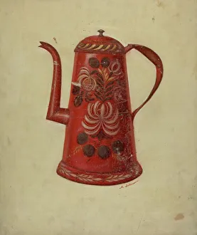 Coffee Pot Prints: Toleware Coffee Pot, c. 1936. Creator: Max Soltmann