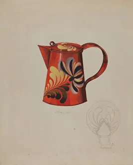 Grace Halpin Prints: Toleware Syrup Pitcher, c. 1937. Creator: Grace Halpin