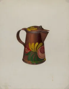 Mildred Ford Prints: Toleware Syrup Pot, c. 1941. Creator: Mildred Ford