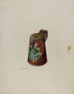 Mildred Ford Prints: Toleware Syrup Pot, c. 1942. Creator: Mildred Ford