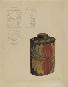 Tea Caddy Prints: Toleware Tea Caddy, 1935 / 1942. Creator: Janet Riza