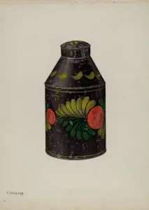 Tea Caddy Prints: Toleware Tea Caddy, c. 1941. Creator: Charles Henning