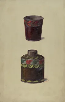 Max Soltmann Prints: Toleware Tin Cannister, c. 1937. Creator: Max Soltmann