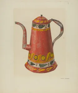 Toleware Tin Coffee Pot, c. 1938 Toleware Tin Coffee Pot, c. 1938. Creator: Harry Grossen