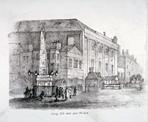 Toll Gate Prints: Toll gate and obelisk at St Georges Circus, Southwark, London, c1830