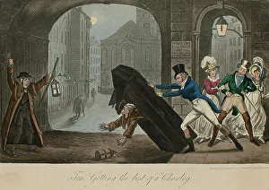 Cruikshank Prints: Tom Getting the best of a Charley