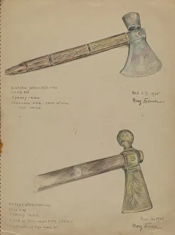 Materials Prints: Tomahawk Pipe, 1935. Creator: Mary Berner