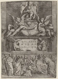 Bishops Mitre Collection: Tomb of a Bishop, 1540s. Creator: Battista del Moro