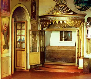 Russian Text Prints: Tomb of boyar Mikhail Nikitich Romanov in the winter church in the village of Nyrob
