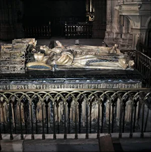Castile Prints: Tomb of Charles III of Navarre and his wife Eleanor of Castile in the Pamplona Cathedral