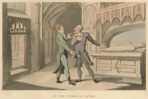 Pastel Prints: At the Tomb of Laura, 1821. Artist: Thomas Rowlandson
