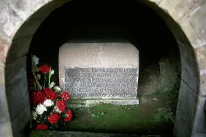 Tomb of Pelagius of Asturias, Holy Cave of Covadonga, Cangas de Onis, Asturias, Spain, 2001. Creator: LTL