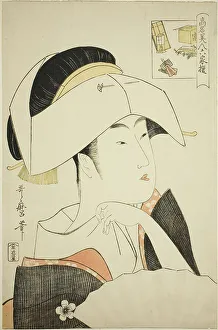 Geisha Prints: Tomimoto Toyohina, from the series Renowned Beauties Likened to the Six Immortal Poe