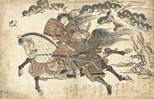 Mythological Figure Gallery: Tomoe Gozen Killing Uchida Saburo Ieyoshi at the Battle of Awazu no Hara, ca. 1750