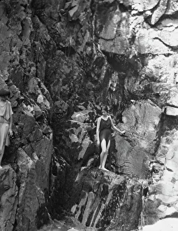 Rock Face Prints: Tonetti, Miss, at Sneding's Landing, 1921 June 7. Creator: Arnold Genthe