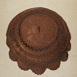 Font Prints: Tooled Leather Cover for Baptismal Font, 1936. Creator: Gerald Transpota