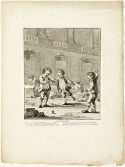 Auguste De Saint Aubin Prints: The Top, from The Games of the Urchins of Paris, 1770. Creator: Jean Baptiste Tilliard