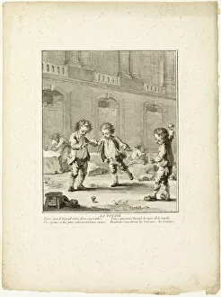 Auguste De Saint Aubin Gallery: The Top, from The Games of the Urchins of Paris, 1770. Creator: Jean Baptiste Tilliard