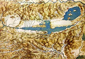 Tuscany Prints: Topographic View of the Countryside around the Plain of Arezzo and the Val di Chiana