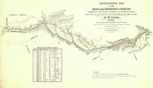 Oregon United States Of America Prints: Topographical map of the road from Missouri to Oregon