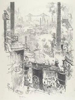 Munitions Industry Gallery: From the Tops of the Furnaces, 1916. Creator: Joseph Pennell