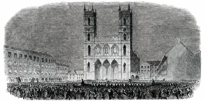 Place Darmes Prints: Torch-Light Procession in the Place d'Armes, at Montreal, 1850. Creator: Unknown