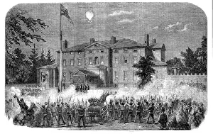 Torchlight Prints: Torchlight Demonstration of Firemen at Fredericton, New Brunswick, 1858. Creator: Unknown