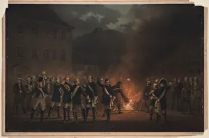 Fencing Prints: Torchlight procession at Heidelberg on 30 January 1857, 1857. Artist: Verhas, Theodor
