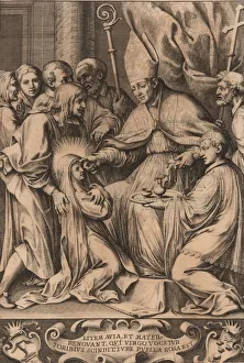 Toribio Alfonso Mogrovejo confirms Rose of Lima, 1670. Creator: Anonymous