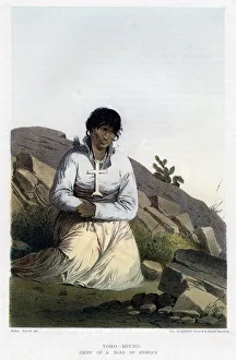 Tucker Prints: Toro-Mucho, chief of a band of Kioways, 1856. Artist: John Mix Stanley