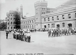 Drill Prints: Toronto recruits drilling at armory, between c1914 and c1915. Creator: Bain News Service