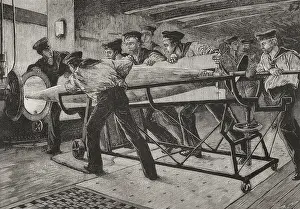 Preparation Prints: Torpedo practice on board HMS Thunderer