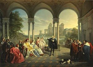 Academic Art Collection: Torquato Tasso reads La Gerusalemme Liberata at the Court of Ferrara, 1841. Creator: Mancinelli