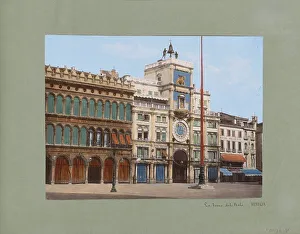 Italy Europe Prints: Torre dell'orologio and adjacent buildings in Venice, 1850-1876. Creator: Anon