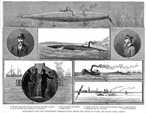 Garrett Prints: Torsten Nordenfeldts steam-powered submarine, 1885