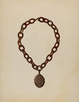 Tortoise Shell Prints: Tortoise Shell Necklace & Locket, c. 1940. Creator: James M. Lawson