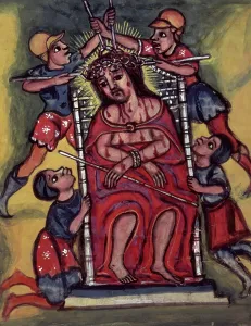 Holy Prints: The torture of Christ, seated on a throne