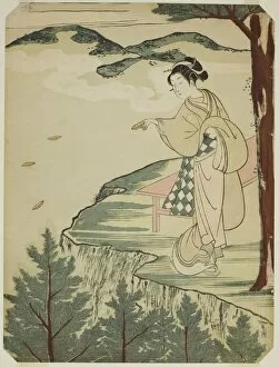 Rose Gallery: Tossing Dishes Over a Cliff, c. 1766 / 67. Creator: Suzuki Harunobu