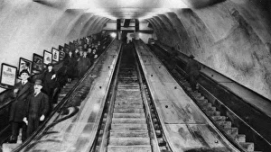 Tube Station Prints: Tottenham Court Road tube station escalators, London, 1926-1927