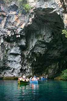 Tourist boat trip, Melissani Lake, Kefalonia, Greece