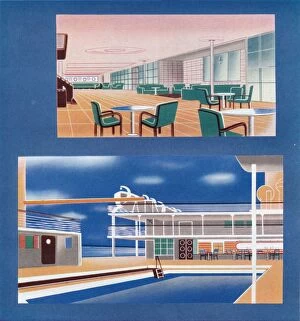 Cruise Liner Gallery: The Tourist Lounge and Swimming Bath of the RMS Orion, 1935