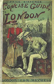 Luggage Prints: Tourists with map of London, 1885. Creator: Unknown