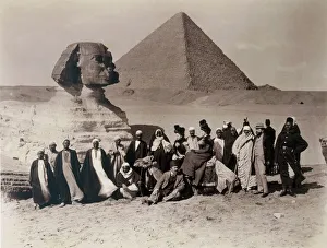 Travelling Prints: Tourists visiting the Sphinx at Giza. Creator: English Photographer (19th Century)