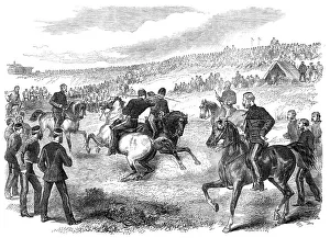 Fencing Prints: Tournament of the 17th Lancers in the camp at Shorncliffe, 1868. Creator: Unknown