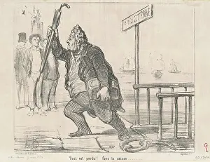 Docks Prints: Tout est perdu! fors la caisse, 1848. Creator: Honore Daumier