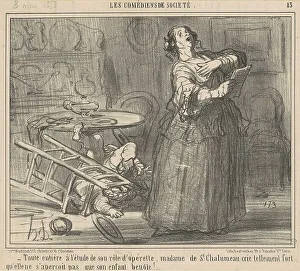 Falling Off Prints: Toute entière a l'etude de son role... 19th century. Creator: Honore Daumier