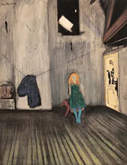 Watercolour And Pastel On Paper Prints: Toute seule (Alone), 1909. Creator: Spilliaert, Leon (1881-1946)