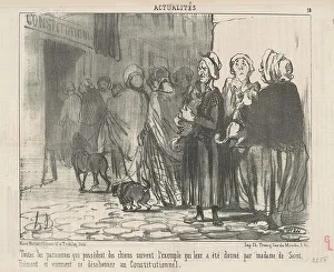 Toutes le Parisiennes qui possèdent des chiens... 19th century. Creator: Honore Daumier